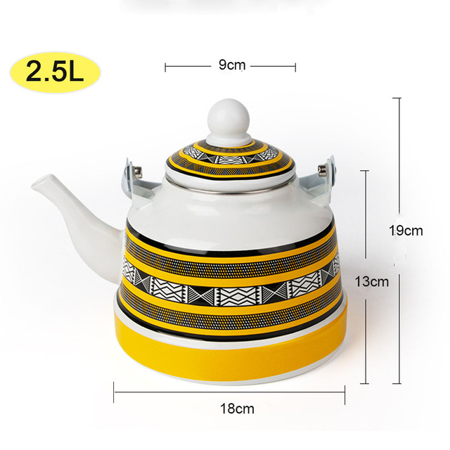 Czajnik emaliowany zegar, 1.1L/1.7L, paski starożytnego stylu, pojemność garnek, do kuchenki indukcyjnej - Wianko - 7