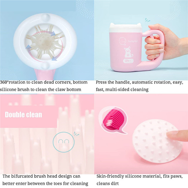 Puchar do czyszczenia łap zwierząt Pet Paw - automatyczny, przenośny, wielofunkcyjny, 360° czysta skóra, wykonany z silikonu - Wianko - 3