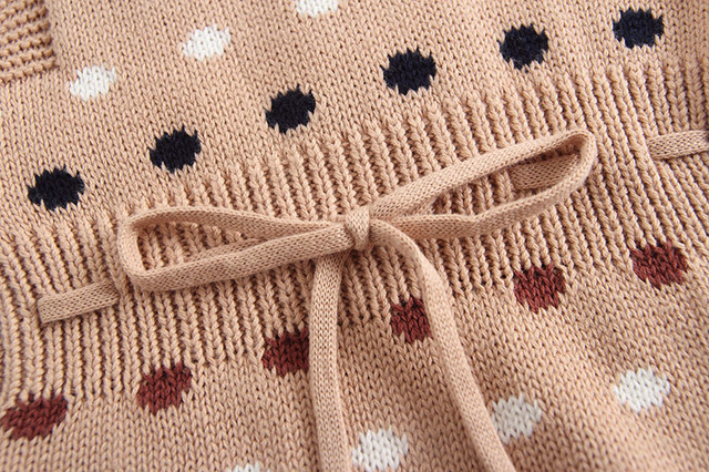Dzianinowy sweter-kombinezon Focusnorm zimowy dla dziewcząt i chłopców w kwiatowy wzór, bez rękawów - Wianko - 7