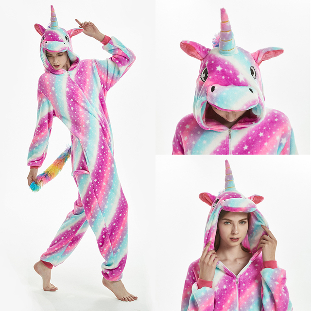 Jednorożec piżama zwierzątka, zima kobiety panda, anime onesie dla dorosłych, kigurumi stitch, licorne, miejsca sypialne, kombinezon - Wianko - 7