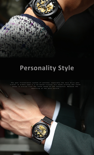 Mężczyźni oglądać 2020 moda luksusowy automatyczny zegarek pasek stalowy Luminous Tourbillon złoty dwustronnie Hollow Mekanik Saat - Wianko - 5
