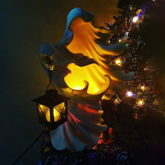 Lampka dekoracyjna z wizerunkiem ducha, latarnią czarownicy i żywicznymi detalami Halloween na zewnątrz i wewnątrz pomieszczeń - Wianko - 10