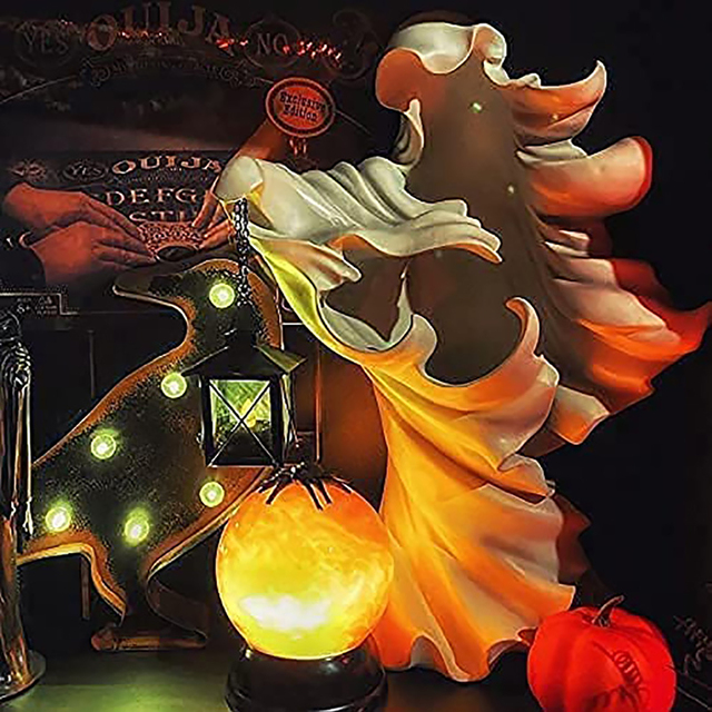 Lampka dekoracyjna z wizerunkiem ducha, latarnią czarownicy i żywicznymi detalami Halloween na zewnątrz i wewnątrz pomieszczeń - Wianko - 6