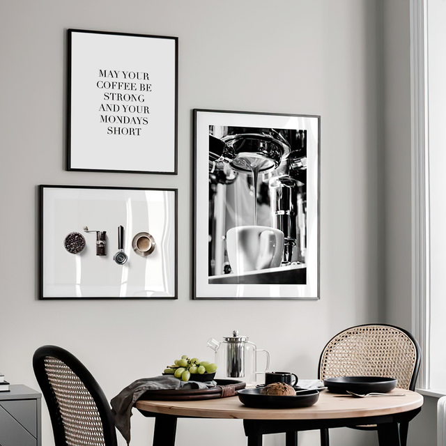 Plakat na płótnie obrazu ekspres do kawy w restauracji - dekoracja Nordic do salonu i baru - Wianko - 4