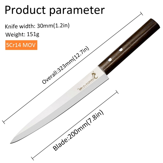 Nóż kuchenny Sashimi do krojenia ryb - japoński, stal nierdzewna, profesjonalna ostrość - Wianko - 1