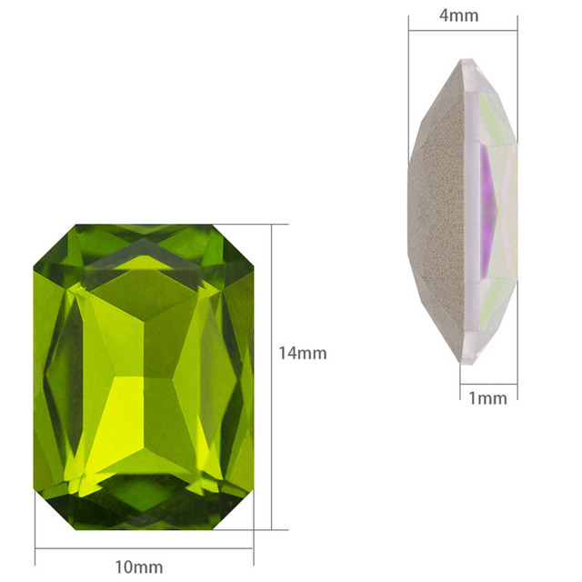 Zielony prostokątny kryształ strass pointback, malachit, szklane osiąboczne dla odzieży, butów i akcesoriów - Wianko - 2