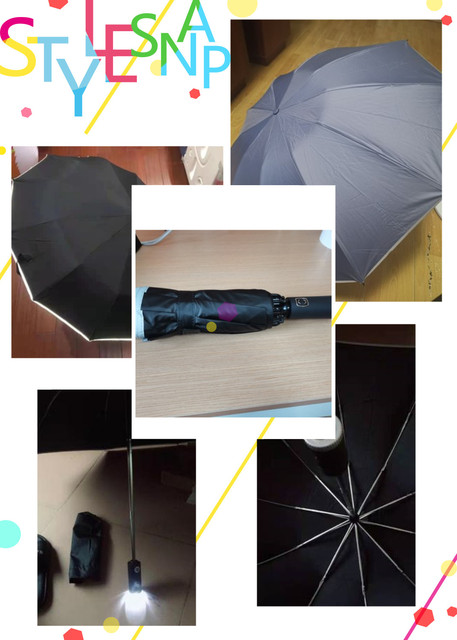Składany parasol LED z automatycznym reversiem, wiatroodporny z regulowanym kątem - Wianko - 1