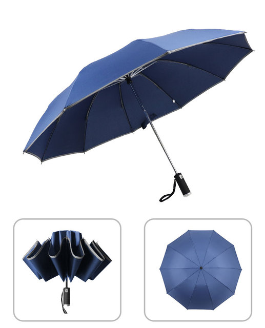 Składany parasol LED z automatycznym reversiem, wiatroodporny z regulowanym kątem - Wianko - 6