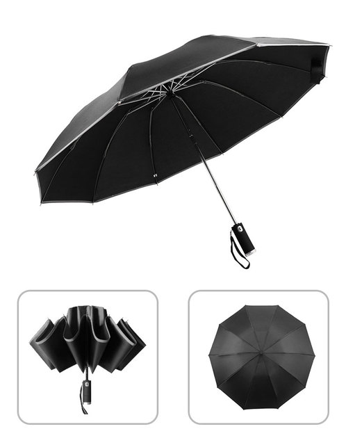 Składany parasol LED z automatycznym reversiem, wiatroodporny z regulowanym kątem - Wianko - 4