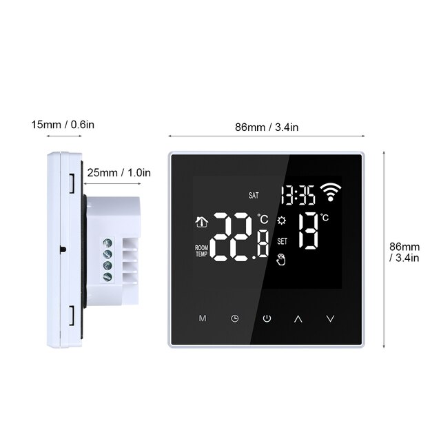 Inteligentny termostat TUYA - regulator temperatury z aplikacją, programowalny, sterowanie tygodniowe, do ogrzewania elektrycznego podłogowego - Wianko - 9