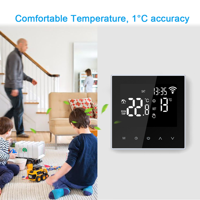 Inteligentny termostat TUYA - regulator temperatury z aplikacją, programowalny, sterowanie tygodniowe, do ogrzewania elektrycznego podłogowego - Wianko - 5