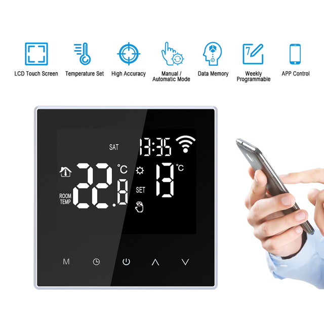Inteligentny termostat TUYA - regulator temperatury z aplikacją, programowalny, sterowanie tygodniowe, do ogrzewania elektrycznego podłogowego - Wianko - 3