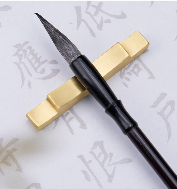 Złocista mosiężna szczotka kaligraficzna do ręcznie malowanych obrazów na papierze Xuan - Wianko - 3