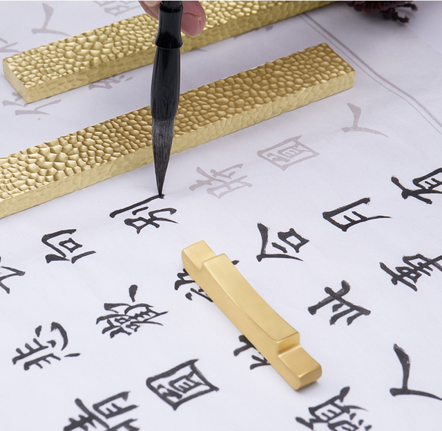 Złocista mosiężna szczotka kaligraficzna do ręcznie malowanych obrazów na papierze Xuan - Wianko - 12