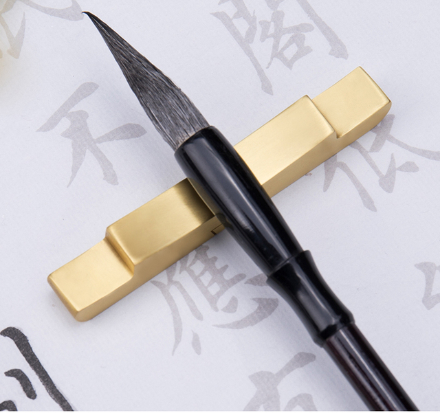 Złocista mosiężna szczotka kaligraficzna do ręcznie malowanych obrazów na papierze Xuan - Wianko - 8