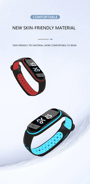 Zegarek dziecięcy sportowy LED prostokątna tarcza z miękką opaską silikonową, cyfrowy nadgarstkowy zegarek dla chłopców i dziewcząt - Wianko - 10