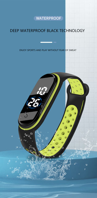 Zegarek dziecięcy sportowy LED prostokątna tarcza z miękką opaską silikonową, cyfrowy nadgarstkowy zegarek dla chłopców i dziewcząt - Wianko - 6