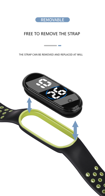 Zegarek dziecięcy sportowy LED prostokątna tarcza z miękką opaską silikonową, cyfrowy nadgarstkowy zegarek dla chłopców i dziewcząt - Wianko - 7