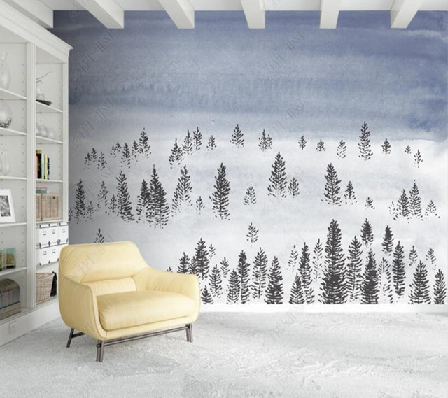 Nowoczesna tapeta ścienna 3D - chmura lasu, prostota krajobrazu - do salonu, sypialni, TV, home decor - Wianko - 3