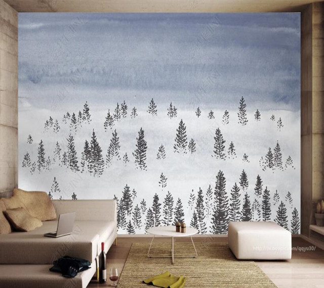 Nowoczesna tapeta ścienna 3D - chmura lasu, prostota krajobrazu - do salonu, sypialni, TV, home decor - Wianko - 2