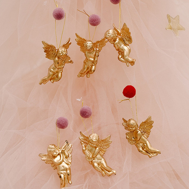 Anioł wisiorek srebrny z 6 sztukami złota - ozdoba choinkowa na imprezę świąteczną dla dzieci - Wianko - 5
