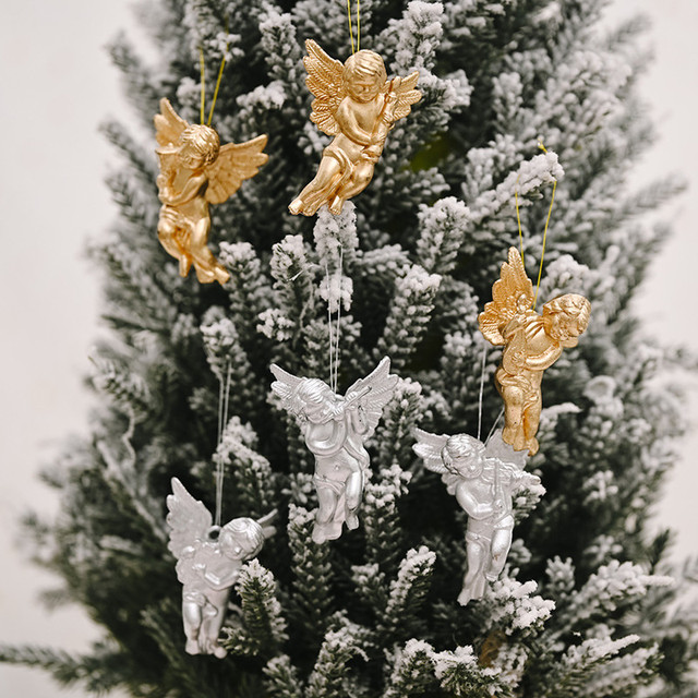 Anioł wisiorek srebrny z 6 sztukami złota - ozdoba choinkowa na imprezę świąteczną dla dzieci - Wianko - 2