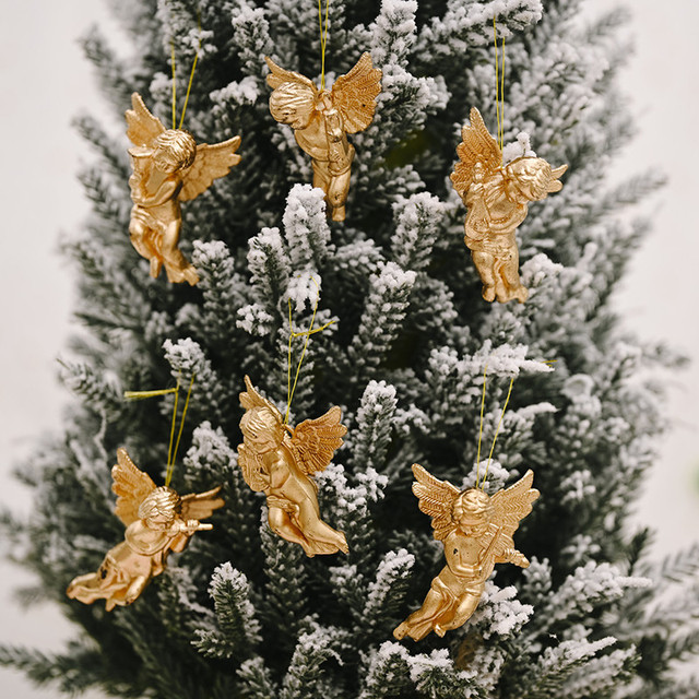 Anioł wisiorek srebrny z 6 sztukami złota - ozdoba choinkowa na imprezę świąteczną dla dzieci - Wianko - 6