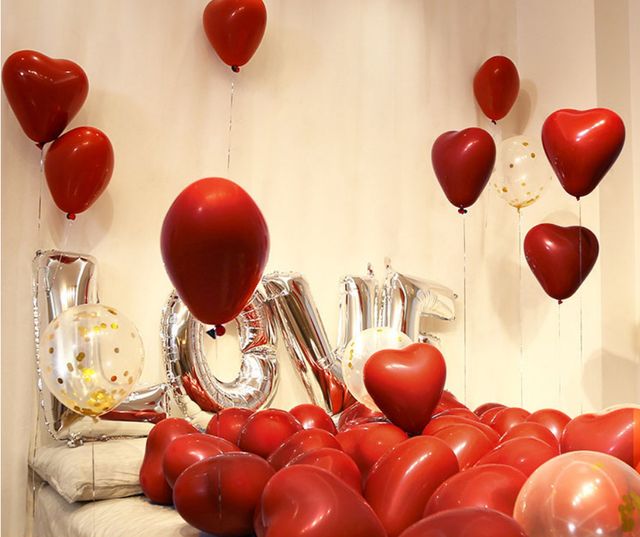 10 sztuk podwójne warstwy rubinowo czerwonych lateksowych balonów 5/10/12 cal do dekoracji ślubnych, zaręczynowych, walentynkowych i urodzinowych - Wianko - 1