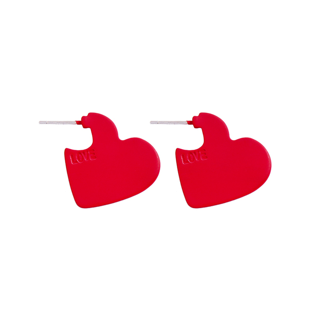 Kolczyki w kształcie serca dla kobiet i dziewcząt z czerwoną i czarną powłoką z stopu Alloy - Wianko - 8