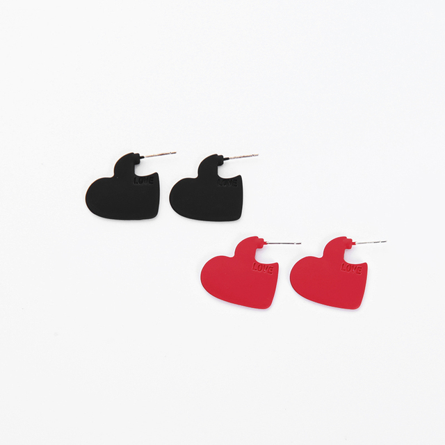 Kolczyki w kształcie serca dla kobiet i dziewcząt z czerwoną i czarną powłoką z stopu Alloy - Wianko - 7