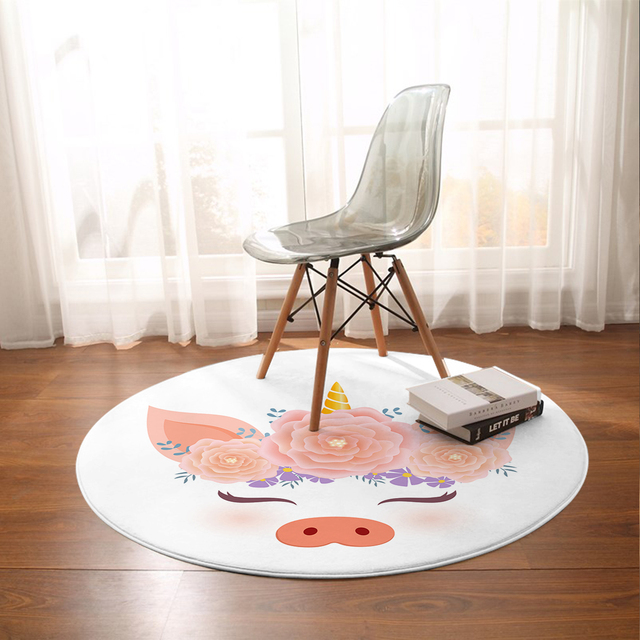 Dywan Cartoon jednorożec różowy wzór świni podłogowy do salonu dla niemowlęcia 60cm 80cm 100cm 120cm 150cm - Wianko - 3