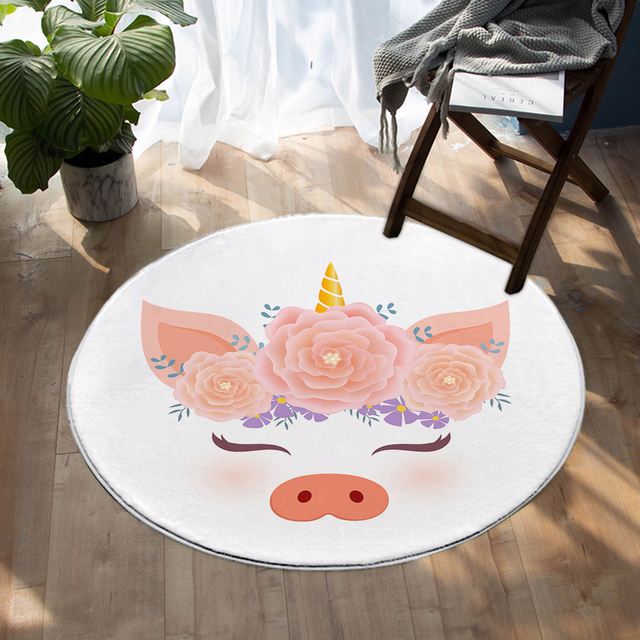 Dywan Cartoon jednorożec różowy wzór świni podłogowy do salonu dla niemowlęcia 60cm 80cm 100cm 120cm 150cm - Wianko - 4