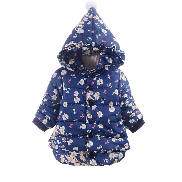 Płaszcz z kapturem z polaru dla dziewczynki 2-4 lata, kwiatowy wzór - Wianko - 9