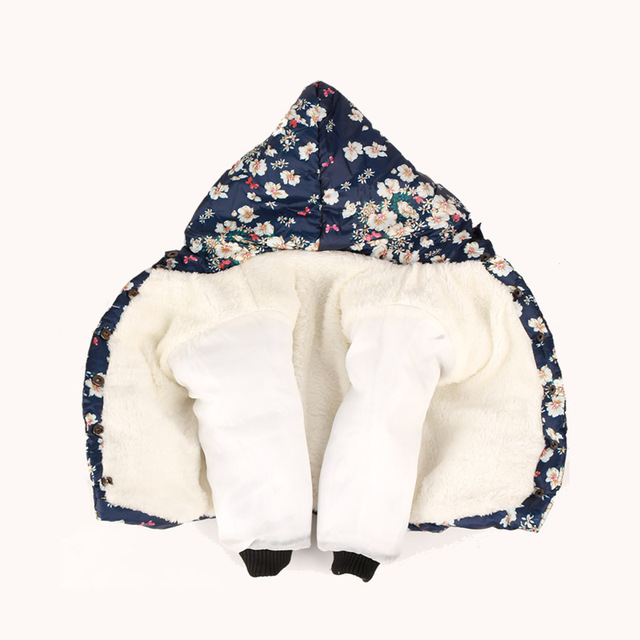 Płaszcz z kapturem z polaru dla dziewczynki 2-4 lata, kwiatowy wzór - Wianko - 10