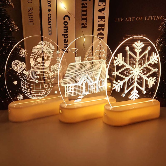 Świąteczna dekoracja LED św. Mikołaj i bałwanek - lampka 3D do pokoju, prezent na Boże Narodzenie, nowy rok - Wianko - 20
