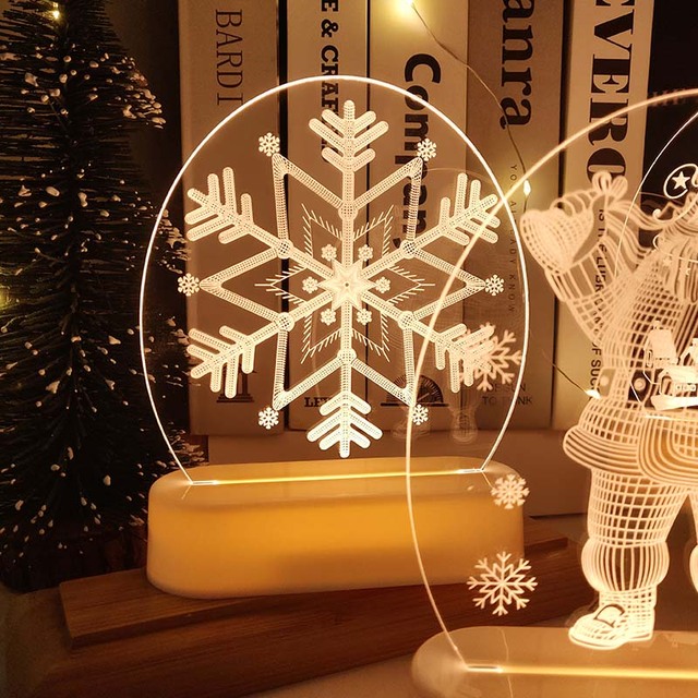 Świąteczna dekoracja LED św. Mikołaj i bałwanek - lampka 3D do pokoju, prezent na Boże Narodzenie, nowy rok - Wianko - 17