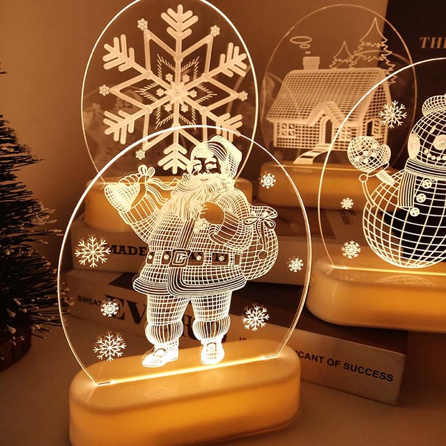 Świąteczna dekoracja LED św. Mikołaj i bałwanek - lampka 3D do pokoju, prezent na Boże Narodzenie, nowy rok - Wianko - 15