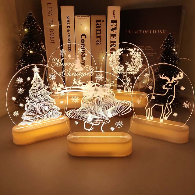 Świąteczna dekoracja LED św. Mikołaj i bałwanek - lampka 3D do pokoju, prezent na Boże Narodzenie, nowy rok - Wianko - 19