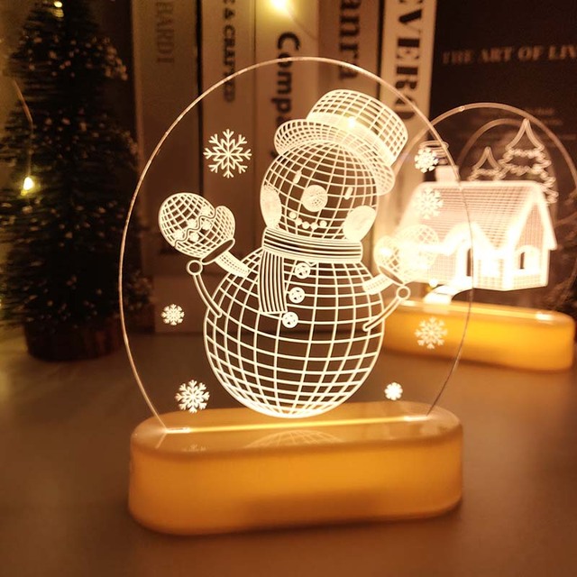 Świąteczna dekoracja LED św. Mikołaj i bałwanek - lampka 3D do pokoju, prezent na Boże Narodzenie, nowy rok - Wianko - 16