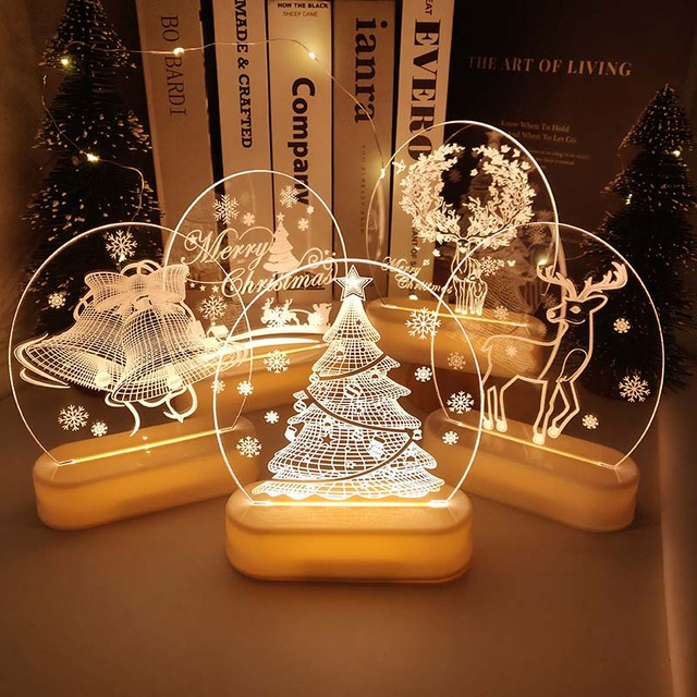 Świąteczna dekoracja LED św. Mikołaj i bałwanek - lampka 3D do pokoju, prezent na Boże Narodzenie, nowy rok - Wianko - 14