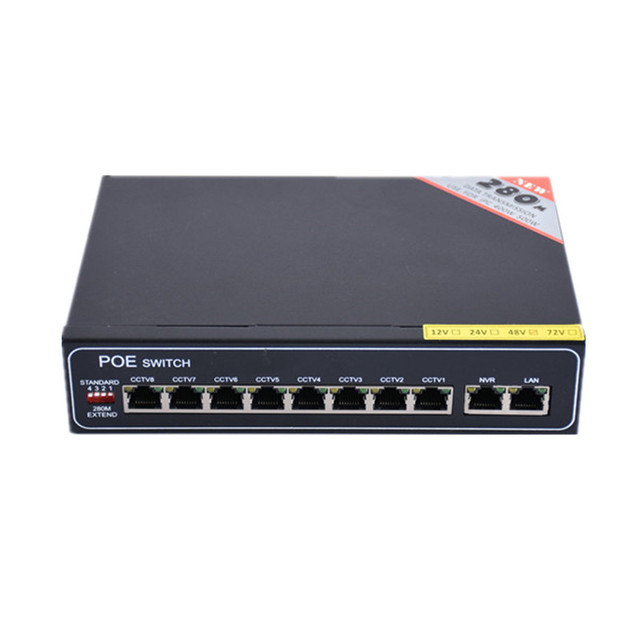 Przełącznik sieciowy niezarządzalny 48V 8 portów Gigabit z funkcją Power over Ethernet (8*100/1000 Mb/s), porty Link (2*100/1000 Mb/s) oraz port SFP (1*100/1000 Mb/s) - Wianko - 1