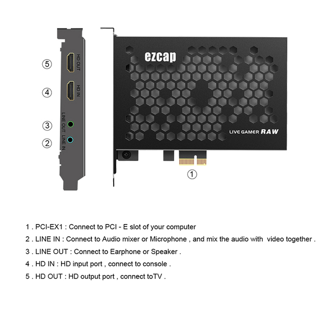 Karta przechwytywania wideo Ezcap324 PCIE 1080p 4K HDMI - nagrywanie gier i transmisja na żywo z linii audio out - Wianko - 9