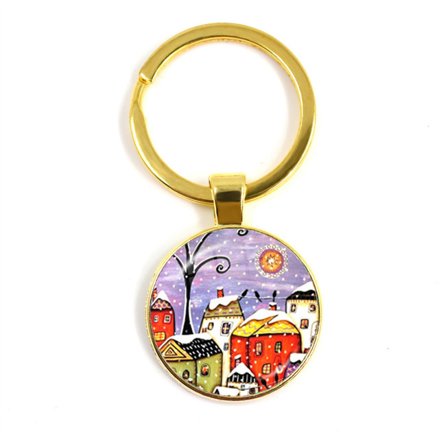 Kolorowy breloczek klucz do nowego domu z szklaną kopułą Cabochon 25mm - biżuteria podkreślająca osobowość - Wianko - 45