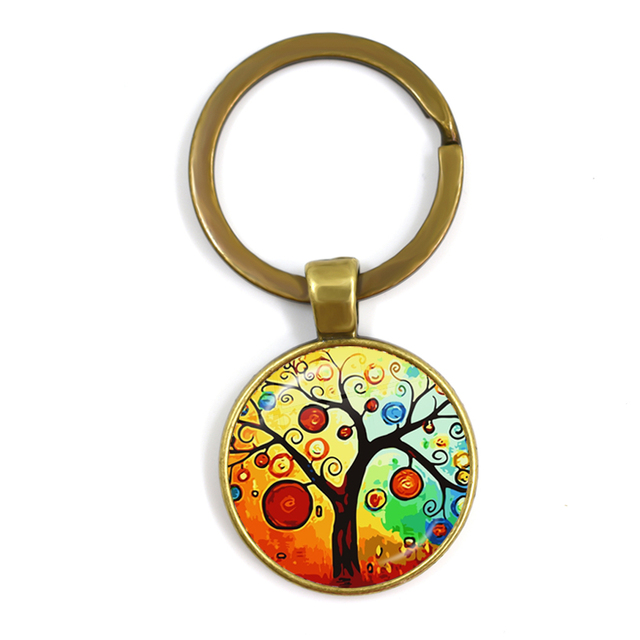 Kolorowy breloczek klucz do nowego domu z szklaną kopułą Cabochon 25mm - biżuteria podkreślająca osobowość - Wianko - 6