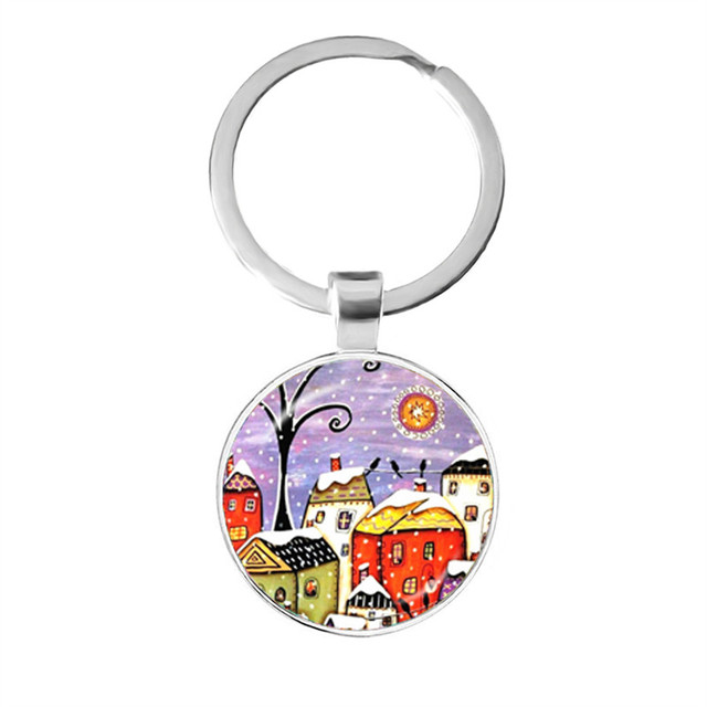 Kolorowy breloczek klucz do nowego domu z szklaną kopułą Cabochon 25mm - biżuteria podkreślająca osobowość - Wianko - 17