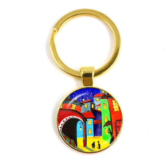Kolorowy breloczek klucz do nowego domu z szklaną kopułą Cabochon 25mm - biżuteria podkreślająca osobowość - Wianko - 36