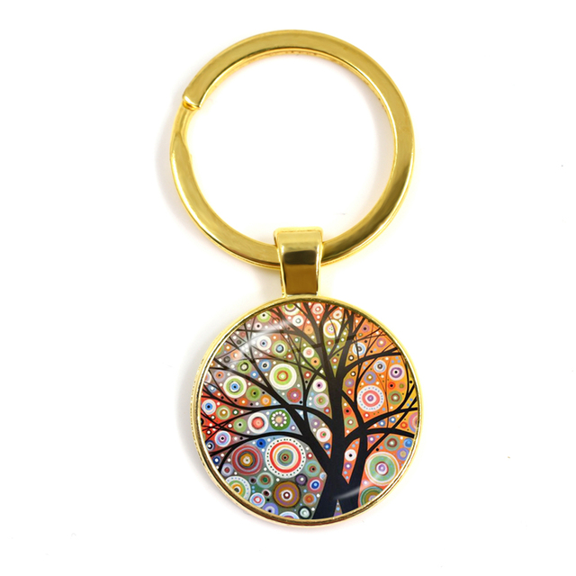 Kolorowy breloczek klucz do nowego domu z szklaną kopułą Cabochon 25mm - biżuteria podkreślająca osobowość - Wianko - 4