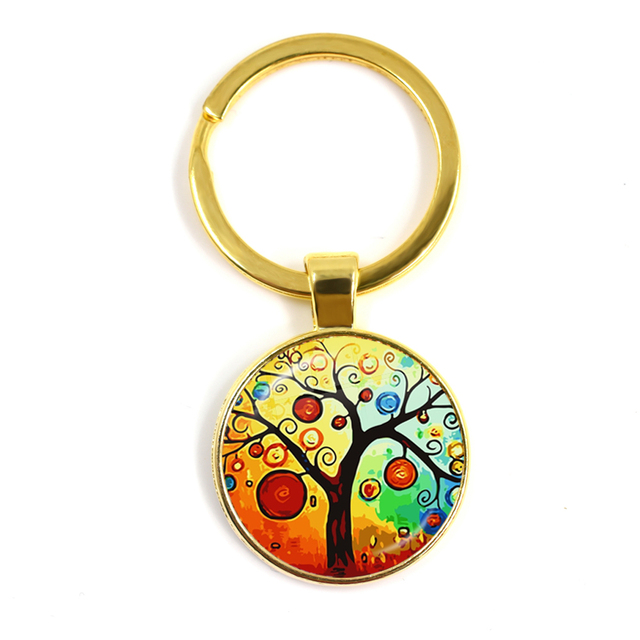 Kolorowy breloczek klucz do nowego domu z szklaną kopułą Cabochon 25mm - biżuteria podkreślająca osobowość - Wianko - 7