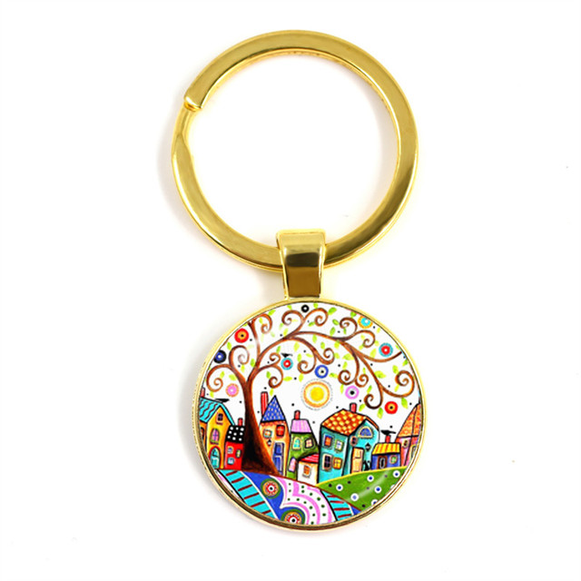 Kolorowy breloczek klucz do nowego domu z szklaną kopułą Cabochon 25mm - biżuteria podkreślająca osobowość - Wianko - 44