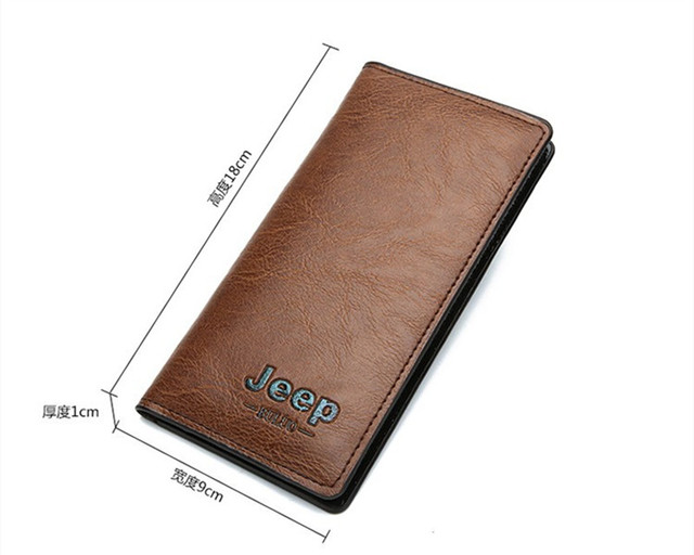 Portfel męski Retro Solid Color PU Leather z miejscem na karty, monety i banknoty Jeep Letter - Wianko - 8